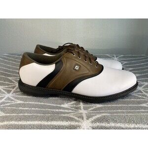 FootJoy FJ Originals Golf Shoes Men's Size 13 M White Brown Lace Up Cleats 45330